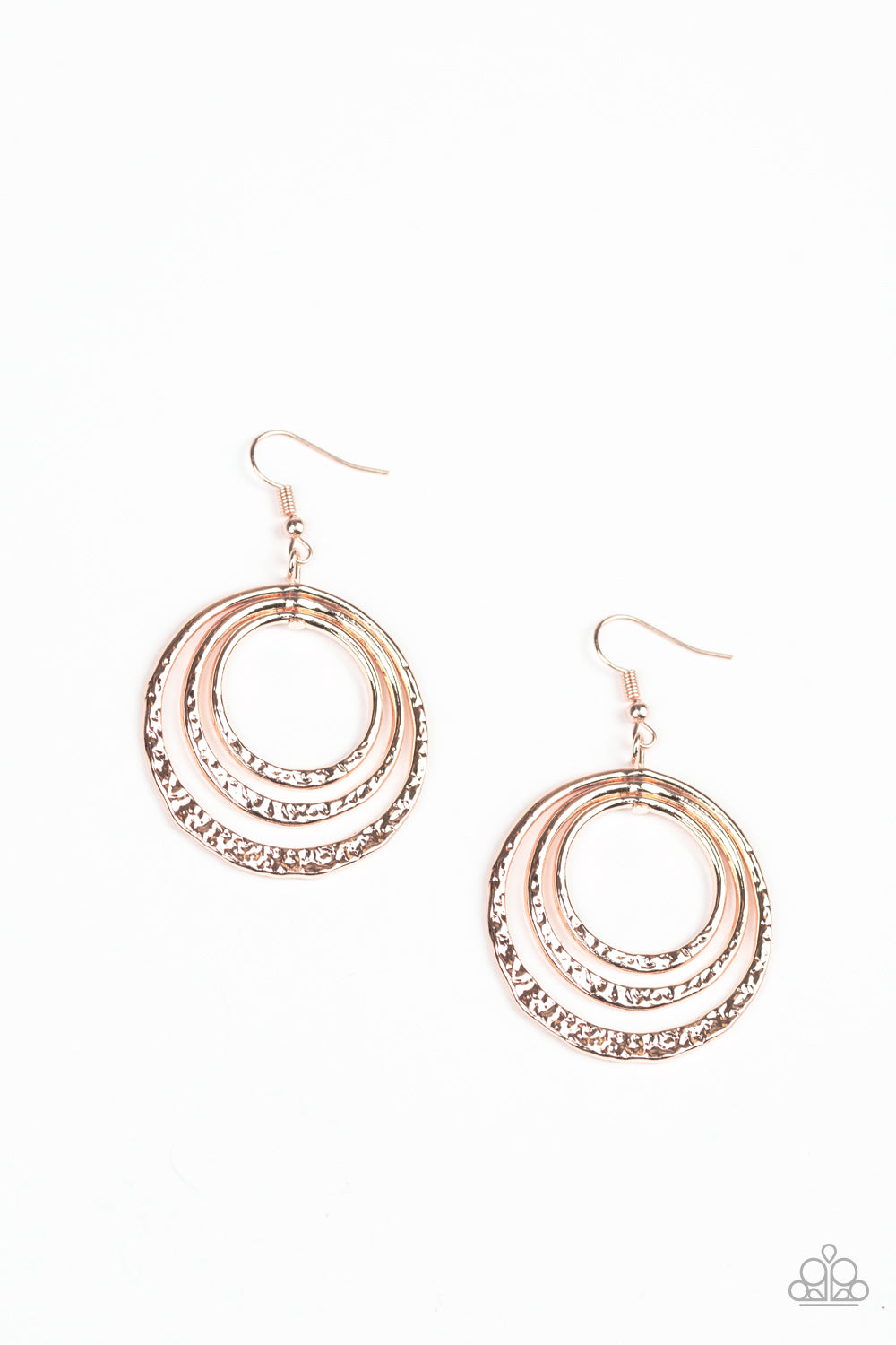 Paparazzi Earrings - Metallic Ruffle - Rose Gold (#215)
