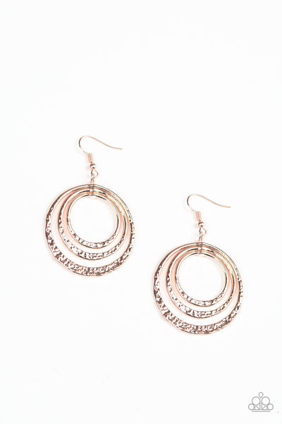 Paparazzi Earrings - Metallic Ruffle - Rose Gold (#215)