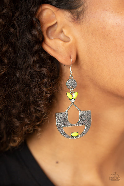 Modern Day Mecca - Yellow-Paparazzi Earrings (#1499)