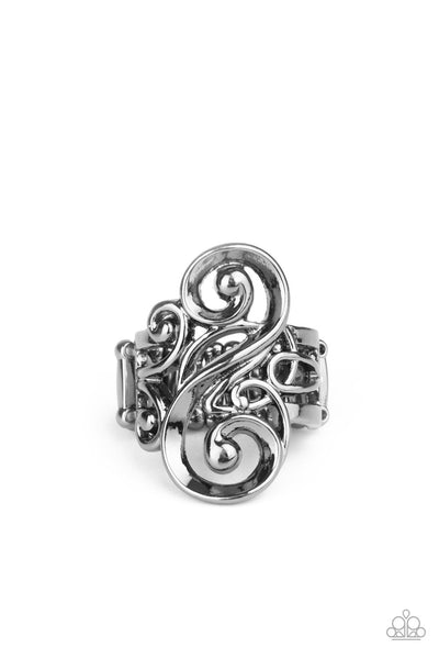 Musical Motif - Black Paparazzi Ring (R071)