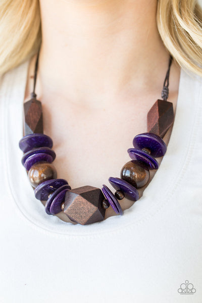 Paparazzi Short Wood Necklace - Pacific Paradise - Purple