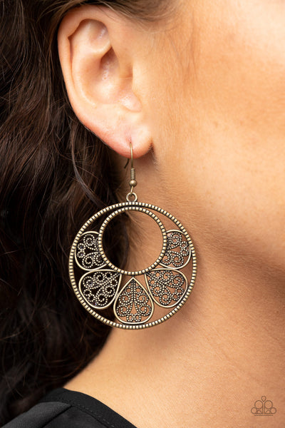 Petal Promenade - Brass-Paparazzi Earrings (#1121)