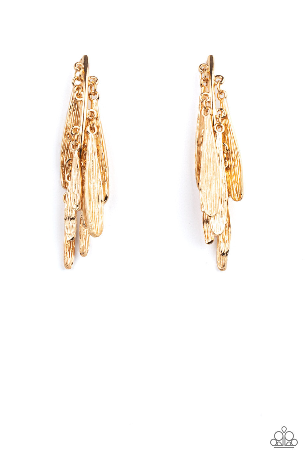 Pursuing The Plumes - Gold Paparazzi Earrings