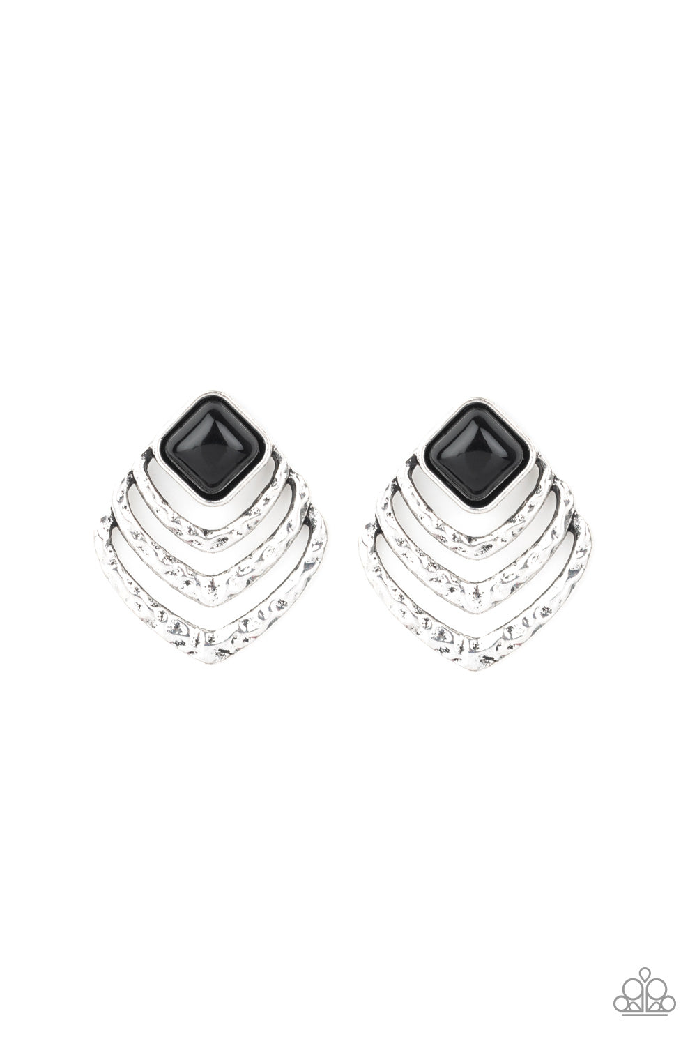 Rebel Ripple - Black-Paparazzi Earring (#1588)