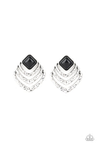 Rebel Ripple - Black-Paparazzi Earring (#1588)