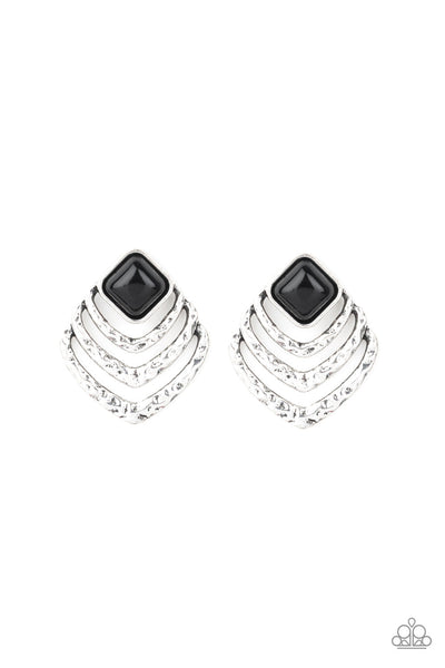Rebel Ripple - Black-Paparazzi Earring (#1588)