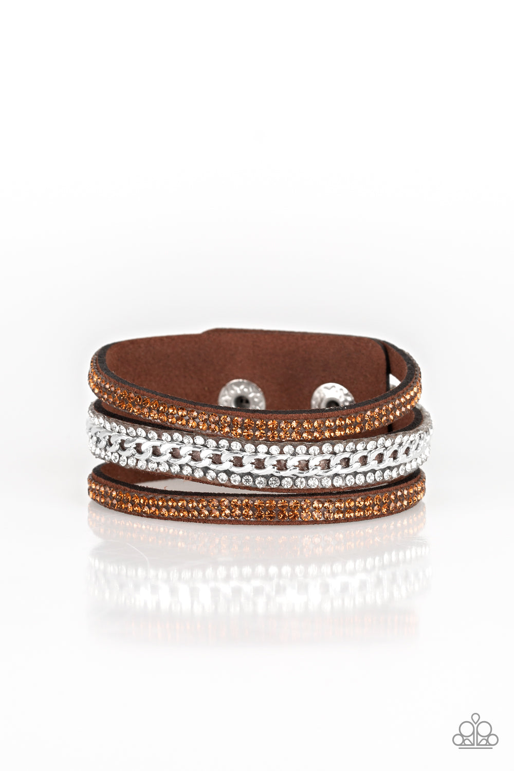 Rollin In Rhinestones - Brown Paparazzi Wrap Bracelet (W148)