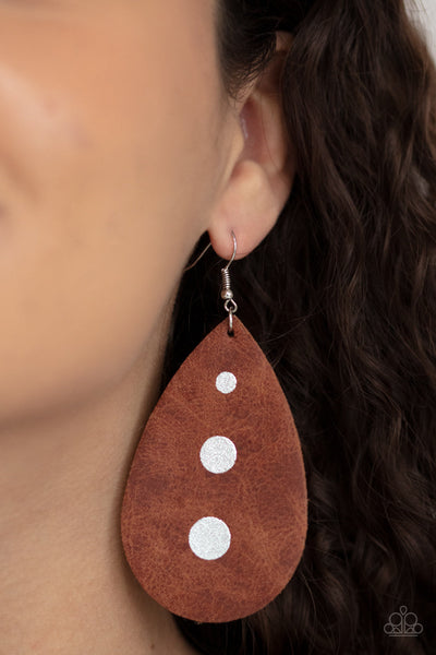Rustic Torrent - Brown Paparazzi Earrings (#2663)