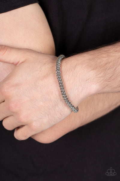 Setting The Pace - Silver Paparazzi Men's Bracelet (#4293)