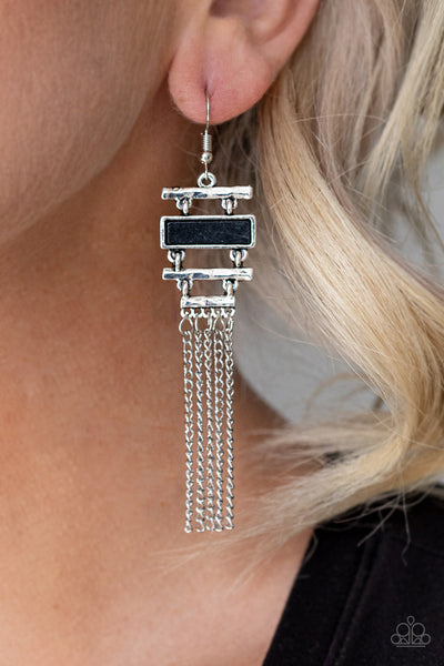 Stone Dwellings - Black-Paparazzi Earrings (#1290)