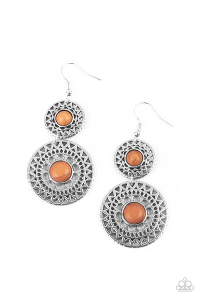 Sunny Sahara - Brown Paparazzi Earrings (PZ-1847)