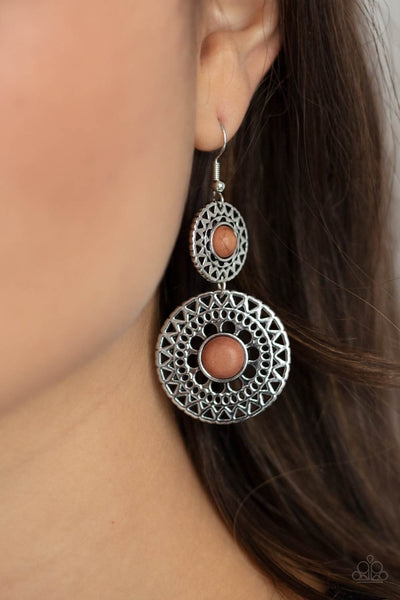 Sunny Sahara - Brown Paparazzi Earrings (PZ-1847)
