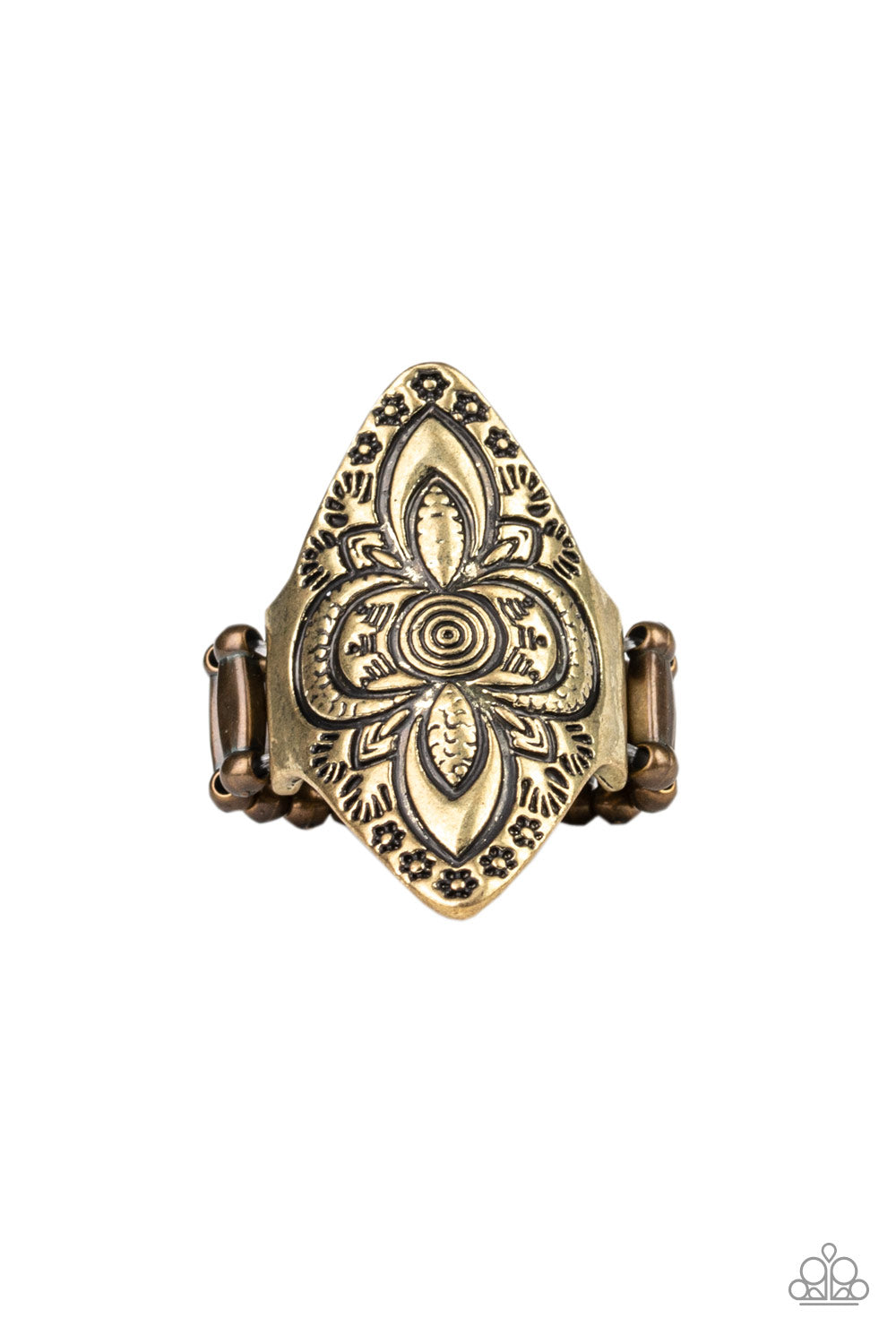 Paparazzi Thick Flex Back Ring - Tahiti Trek - Brass (R080)
