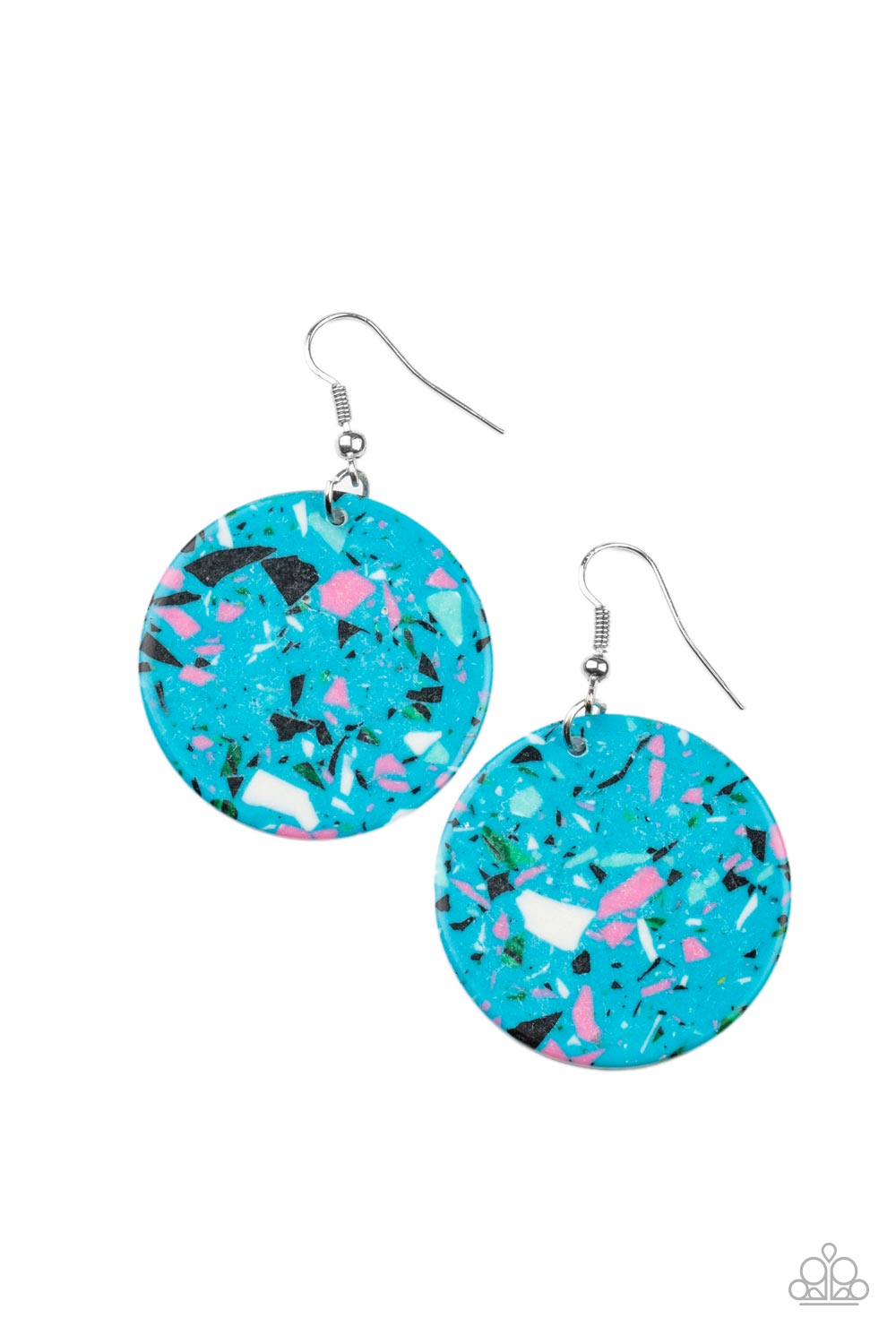 Tenaciously Terrazzo - Blue Paparazzi Earrings (PZ-4858)