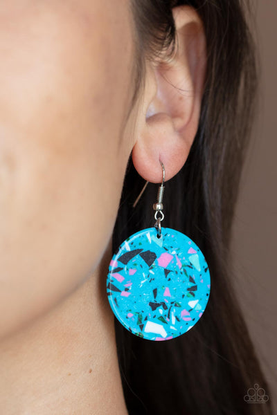 Tenaciously Terrazzo - Blue Paparazzi Earrings (#4858)