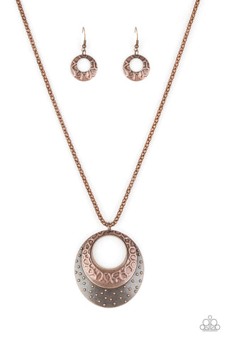 Texture Trio - Copper Paparazzi Necklace (#4522)