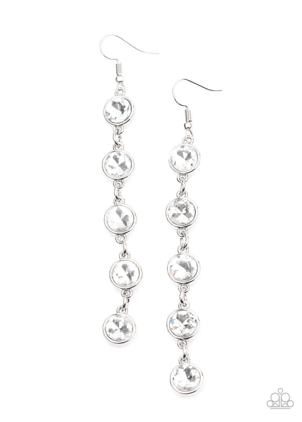 Trickle Down Twinkle - White-Paparazzi Earrings (#1326)