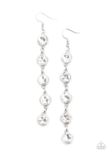 Trickle Down Twinkle - White-Paparazzi Earrings (#1326)