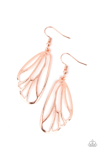 Turn Into A Butterfly - Copper Paparazzi Earrings