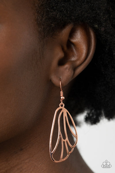 Turn Into A Butterfly - Copper Paparazzi Earrings