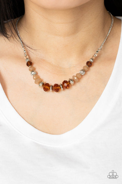 Turn Up The Tea Lights - Brown Paparazzi Necklace (#2223)
