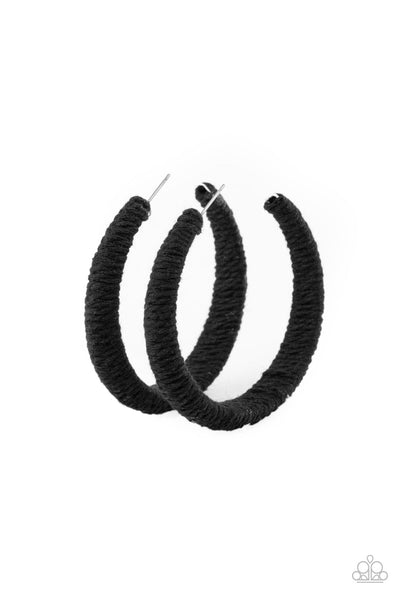 TWINE and Dine - Black Paparazzi Earrings (#1974)