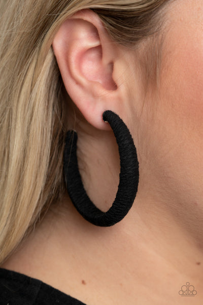 TWINE and Dine - Black Paparazzi Earrings (#1974)