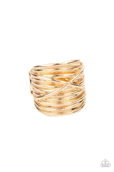 Urban Overlap - Gold Paparazzi Ring (P52)