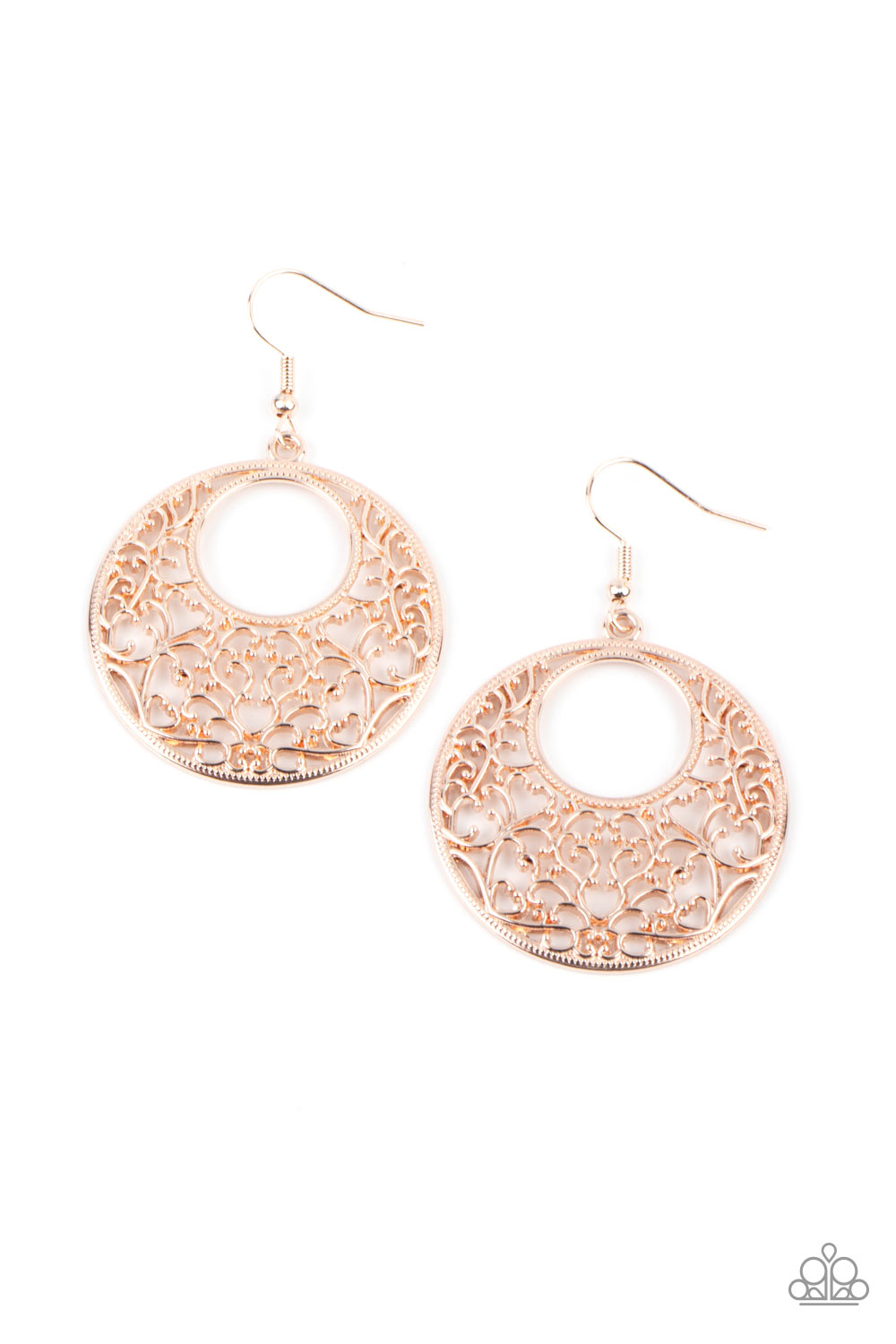 Vineyard Romance - Rose Gold Paparazzi Earrings (#4421)