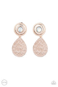 Emblazoned Edge - Rose Gold Paparazzi Clip Earrings (PZ-5119)