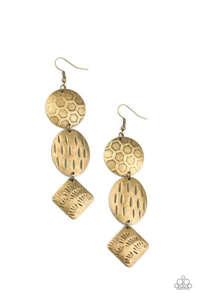 Mixed Movement - Brass Paparazzi Earrings (#1238)