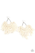 Wanna Piece Of MACRAME? - White Paparazzi Earrings (PZ-2582)