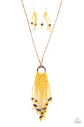 Its Beyond MACRAME! - Yellow Paparazzi Necklace (PZ-796)