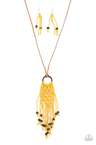 Its Beyond MACRAME! - Yellow Paparazzi Necklace (PZ-796)