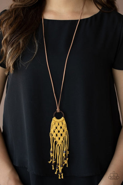 Its Beyond MACRAME! - Yellow Paparazzi Necklace (PZ-796)