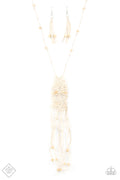 Macrame Majesty -White Paparazzi Fashion Fix Necklace Nov 2020 (#1465)