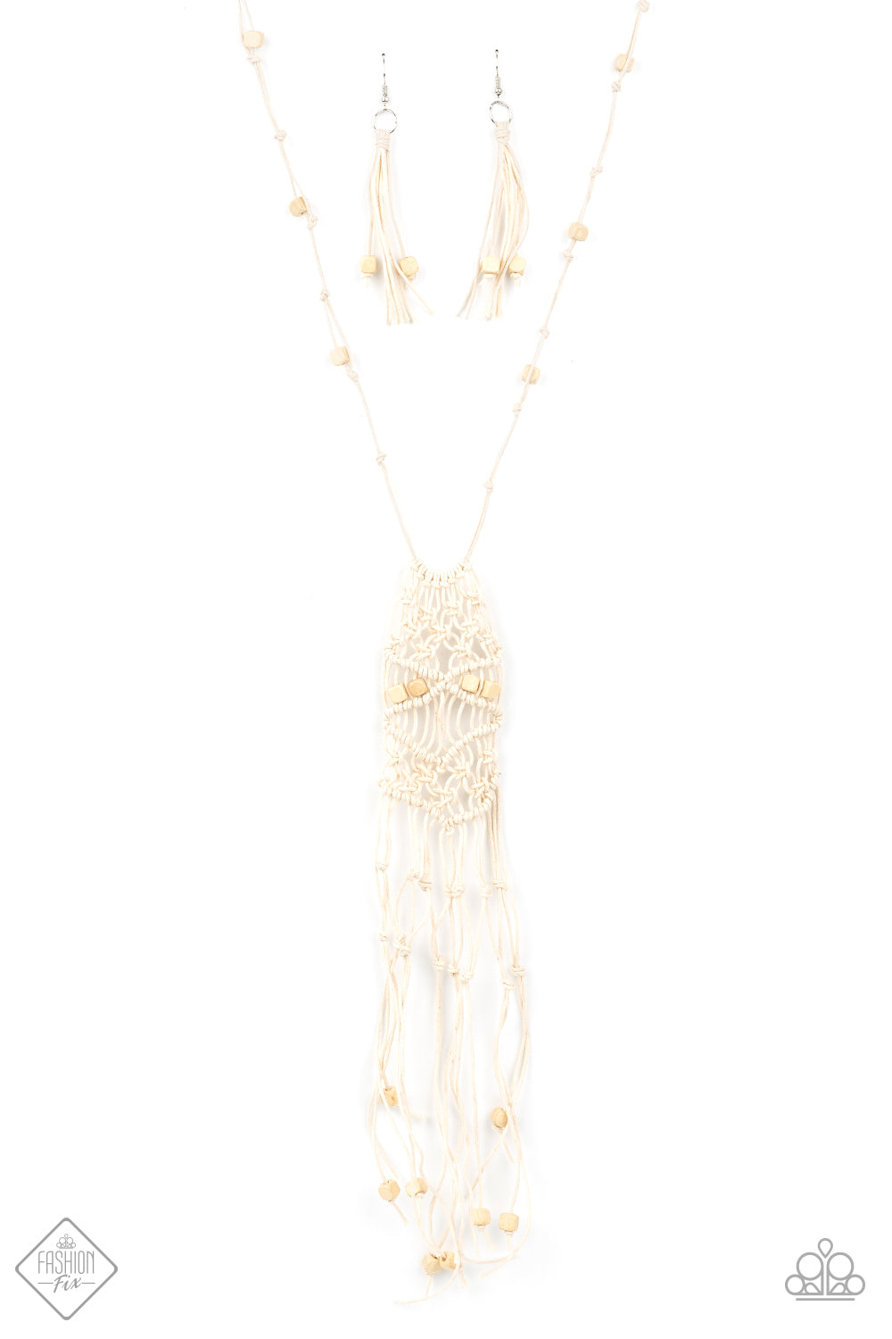 Macrame Majesty -White Paparazzi Fashion Fix Necklace Nov 2020 (#1465)