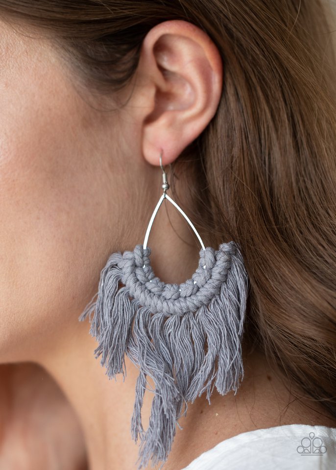 Wanna Piece Of MACRAME? - Silver Paparazzi Earrings