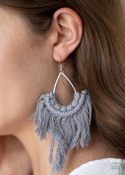 Wanna Piece Of MACRAME? - Silver Paparazzi Earrings