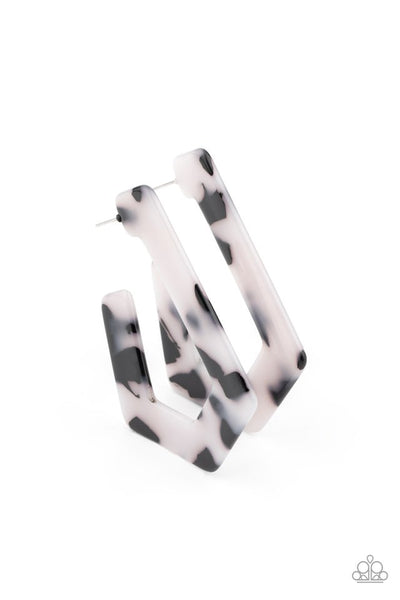 Flat Out Fearless - White Paparazzi Earring
