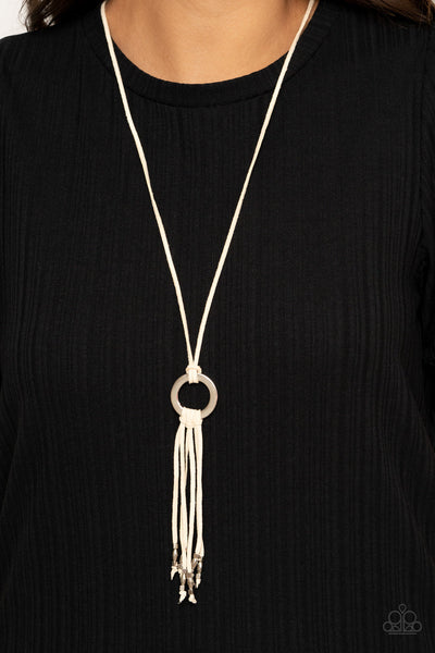 Feel at HOMESPUN - White Paparazzi Necklace (#2199)