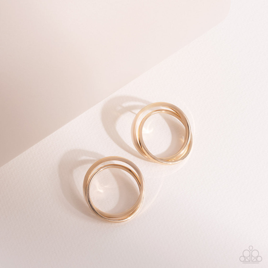 Always In The Loop - Gold Paparazzi Earring (#5073)