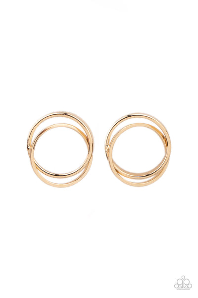 Always In The Loop - Gold Paparazzi Earring (#5073)