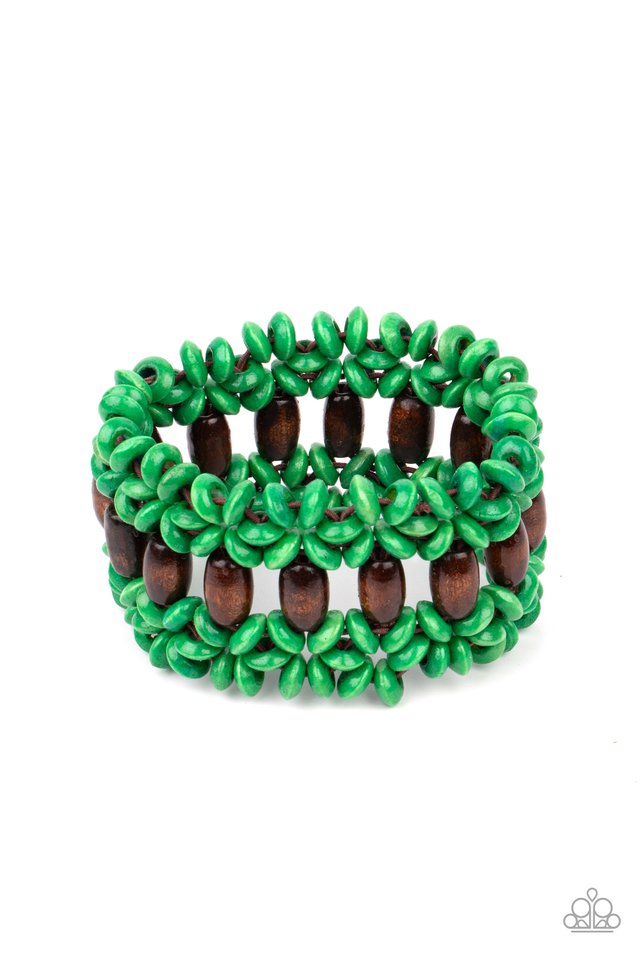 Bali Beach Retreat - Green Paparazzi Bracelet (PZ-5133)