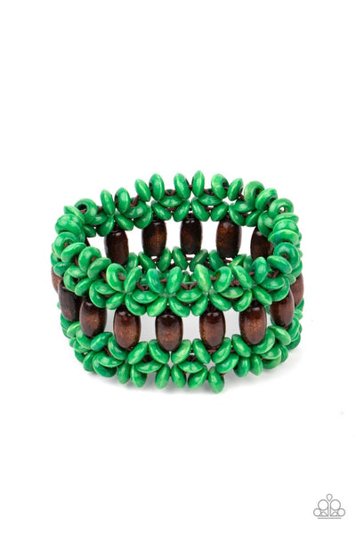 Bali Beach Retreat - Green Paparazzi Bracelet (PZ-5133)