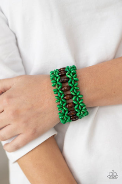 Bali Beach Retreat - Green Paparazzi Bracelet (PZ-5133)