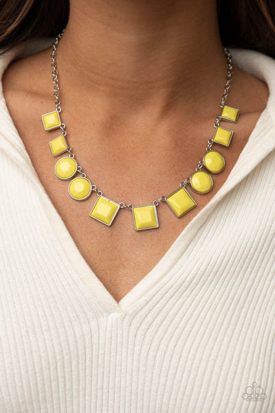 Tic Tac TREND - Yellow Paparazzi Necklace (#3920)