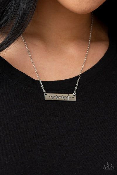 Living The Mom Life - Silver Paparazzi Necklace (#4925)