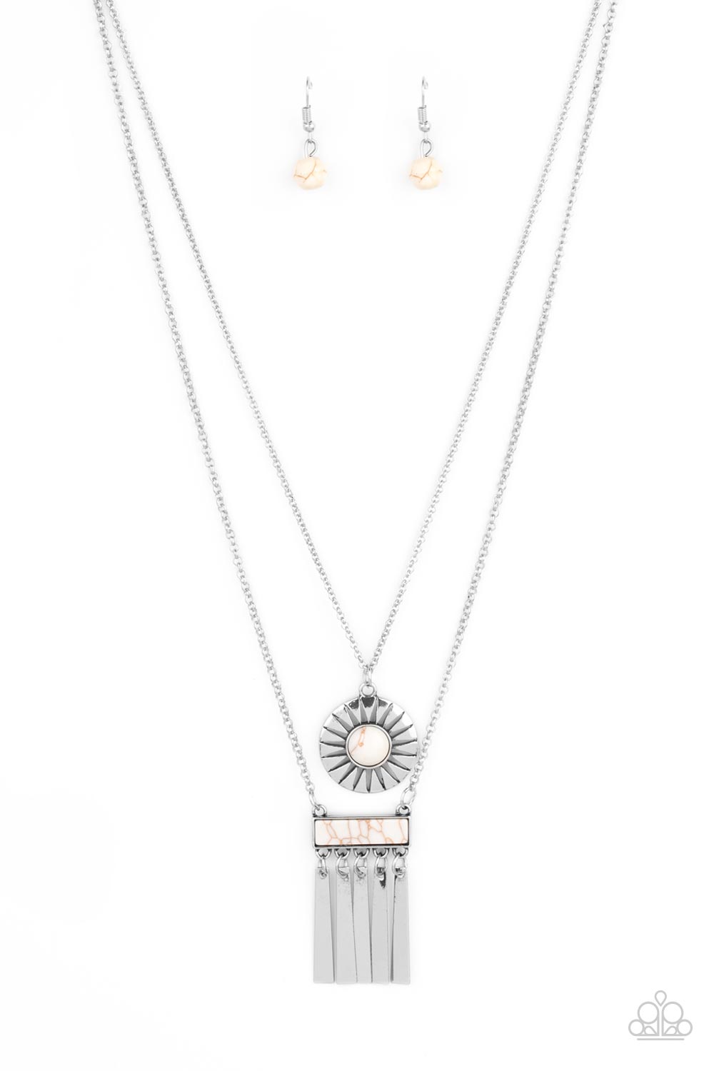 Sunburst Rustica - White Paparazzi Necklace (#5237)