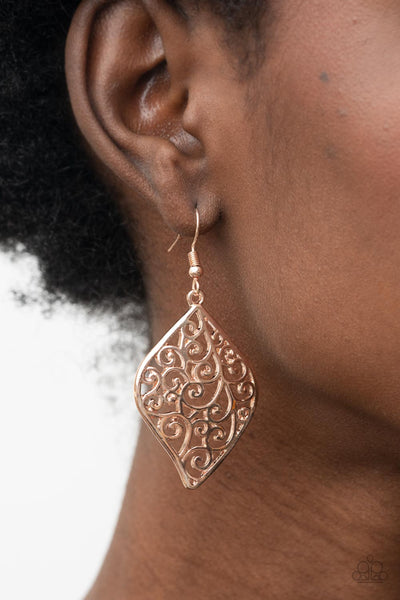 Your Vine Or Mine - Rose Gold Paparazzi Earring